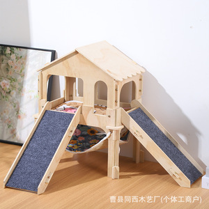 Casa de Juegos de Madera para Cobayas con Tobogán y Casa de Escalada para Mascotas Pequeñas, Uso en Interiores - Product Image 3