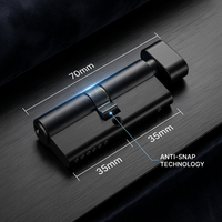 Cylindre de serrure à profil européen noir mat 70 mm SUS304 anti-effraction haute sécurité pour décoration intérieure moderne