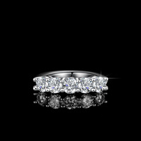 Usine en gros 14K plaqué or Non ternir bijoux Fine mode 925 argent VVS1 GRA Moissanite cinq étoiles rangée anneaux pour les femmes