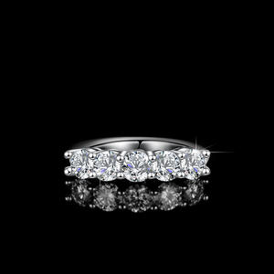 Commercio all'ingrosso della fabbrica 14K placcato oro Non appannato gioielli moda 925 argento VVS1 GRA Moissanite <span class=keywords><strong>cinque</strong></span> stelle fila <span class=keywords><strong>anelli</strong></span> per le donne - Product Image 3