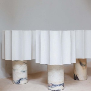 Marble And Linen Rechargeable Table Lamp Fan Shaped Led Touch Control Cordless For Living Room Bedroom Study - Product Image 4
