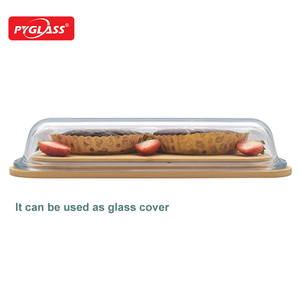 キッチン用1.6L高ホウケイ酸ガラス製ベーキングウェアガラストレイ竹製蓋付きベーキングディッシュ - Product Image 3