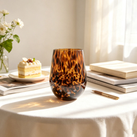 Coupe à dessert en verre soufflé à la main personnalisée, transparente, motif floral, design contemporain, anti-fuite, réutilisable pour les fêtes