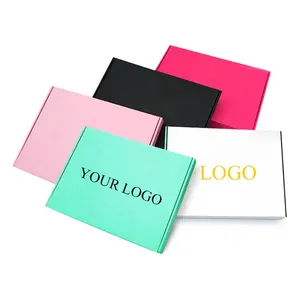 Cajas de correo personalizadas con logotipo, cajas de envío personalizadas y respetuosas con el medio ambiente, color negro, rosa y blanco