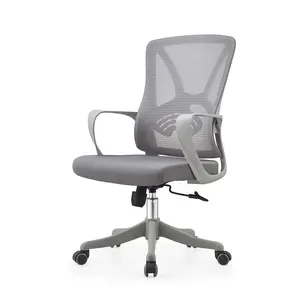 Cadeira ergonômica de malha cinza mais barata para escritório, cadeira executiva giratória para escritório central, gerente de móveis, China