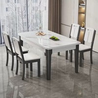 Table à manger extensible moderne, plateau en pierre frittée rectangulaire, table extensible pour 6 personnes, meubles de salle à manger pour la maison et la cuisine