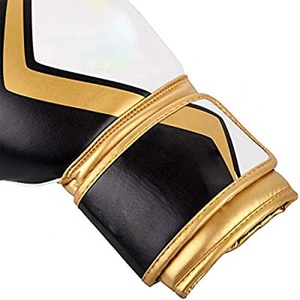 Vintage Design Customizable Boxing Gloves Personalized Logo Breathable Moisture Wicking Adjustable <b>Wrist</b> <b>Strap</b> Gold/White Color - Product Image 3
