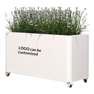 Bac à fleurs mobile en acier inoxydable pour extérieur, jardinière en fer avec roues pour plantes, pot de fleurs - Product Image 3