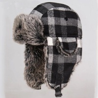 Gorro de invierno 2025 para hombre, gorro de piel rojo cálido con orejeras, gorro de trampero, gorro ruso Ushanka para mujer, gorro grueso a cuadros Negro Azul liso de felpa