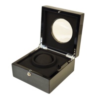 Boîte à montres en fibre de carbone imitation bois avec fenêtre transparente, doublure en velours, fermeture à charnière métallique, logo personnalisé pour l'affichage et la collection de montres de marque