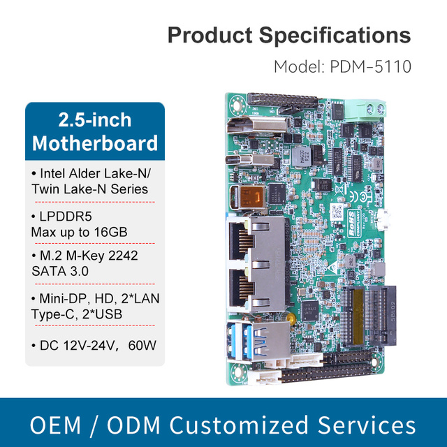 100x72mm Industrial Pico Itx Board with 12th Gen N150 N100 N300 N305 DDR5 8GB 2*Lan 2*Com POE 1*HD/DP TYPE-C