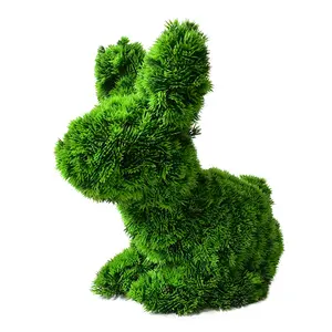 Fake Topiary Grass Moss Covered Green Dog Bunny Artificial Moss Animals for Garden Decoration