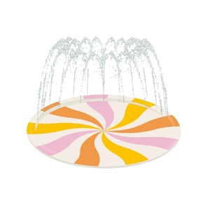 PVC <b>Inflatable</b> Round Stripe Spray Mat 163 CM Water Pad <b>for</b> Kids Summer Playing with Friends Backyard Outdoor - Product Image 1