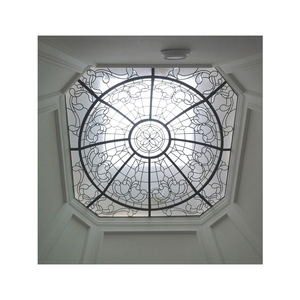 Vitrail traditionnel en verre teinté ovale dôme plafond surélevé lentille plate Tiffany vitrail en verre au plomb lucarne dôme toit lanterne - Product Image 5