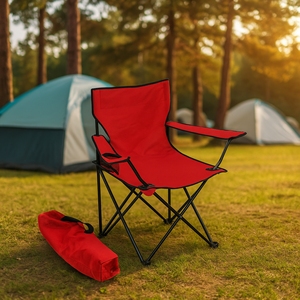 Sedia Pieghevole da Campeggio Rossa con Logo Personalizzato 51x51x83 in Acciaio per Campeggio, Escursionismo, Pesca, Picnic e Viaggi - Product Image 2