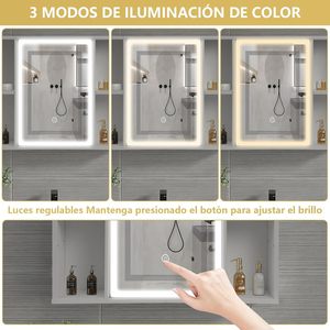Armadietto a Specchio LED da <span class=keywords><strong>Bagno</strong></span> a Parete con Ripiano Contenitore, Anti-Appannamento e Touch Screen per Bagni Moderni e Hotel (Vendita all'Ingrosso) - Product Image 6