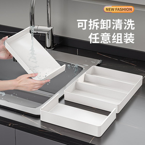 Extendable Storage Boxes <strong>For</strong> Kitchen Drawers <strong>Removable</strong> Plastic <strong>Trays</strong> Deep <strong>Cabinet</strong> Organizer With Compartments Rectangle Shape - Product Image 4