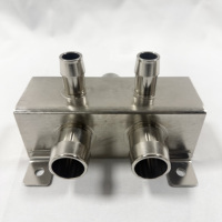 Bloc de refroidissement d'eau en acier inoxydable SS316 anti-corrosion à 4 sorties pour serveur, CPU, GPU, alimentation électrique, nouvelle énergie, stockage d'énergie