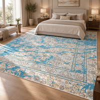 Tapis sur mesure extra large en laine de Nouvelle-Zélande tufté à la main, motif floral vintage ivoire et bleu foncé 10x12 pour salon de luxe moderne