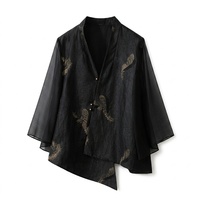 Cardigan en Soie 100% Mûrier Xiangyunsha, Jacquard Craquelé, Soie Georgette Épissée, pour Femme, Printemps, Élégant, Vêtement d'extérieur en Soie