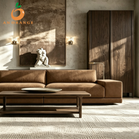 Canapé de salon de luxe style italien, ensemble de canapés modulaires à accoudoirs larges, personnalisable, en cuir, avec coussins doux et moelleux, pour hall d'entrée et appartement
