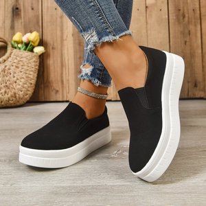 Baskets compensées à enfiler pour femme en daim avec bande élastique, confortables, décontractées, pour la marche quotidienne, vente en gros - Product Image 1