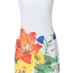 Robe de soirée Sim taille haute à la mode pour femmes Robe de soirée sexy sans manches à lacets Paquet creux Robe de hanche Robe de plage longue élégante à imprimé fleuri - Product Image 2