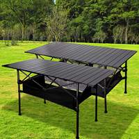 Table pliante d'extérieur portable avec hauteur réglable, rangement compact, idéale pour les pique-niques, le camping et la vente ambulante