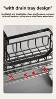 Égouttoir à éponge pour évier, panier de rangement pour désinfectant pour les mains, savon et brosse, égouttoir, fournitures de cuisine, étagère de rangement au sol, en acier inoxydable, simple