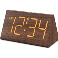Réveil numérique en bois DreamSky - Horloge de bureau électrique avec grands chiffres, port de charge USB, volume réglable, variateur de luminosité