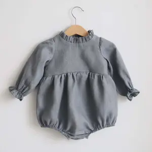 Factory Soft Comfortable Linen Cotton Blend Long Sleeves Baby Jumpsuit Clothes