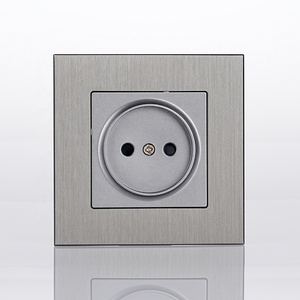 Wall Built in Power <strong>Outlet</strong> Plug with Aluminum Frame EU Standard 230V 16A <strong>Ungrounded</strong> Wall Socket - Product Image 1
