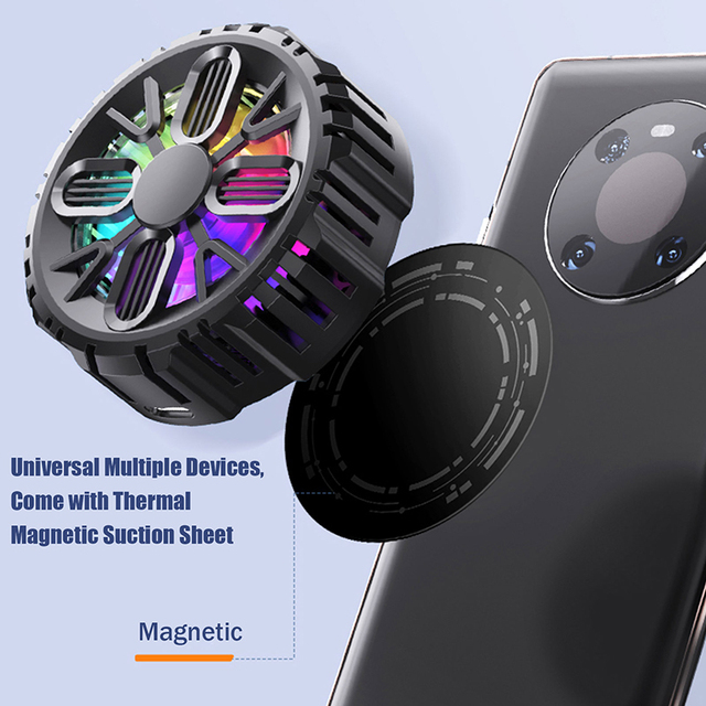 Mobile Phone Cooler L06 Radiator Phone Cooling Fan Magnetic Suction RGB Light Mini Fan Semiconductor Refrigeration for Gaming