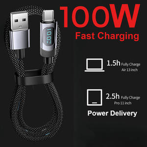 100W 6A 1.2M 2M Display a LED TPE PD USB C a C USB un cavo di ricarica rapida del telefono cellulare - Product Image 3