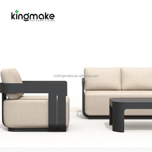 أطقم أثاث الفناء الأكثر مبيعًا، أرائك حدائق من الألومنيوم مع وسائد أكثر سماكة، أثاث مقاوم للماء، أريكة خارجية عصرية - Product Image 2