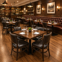 Ensemble de mobilier de café-restaurant Ron Group : solution tout-en-un, table carrée en bois, chaise commerciale rembourrée, banquette capitonnée à dossier haut