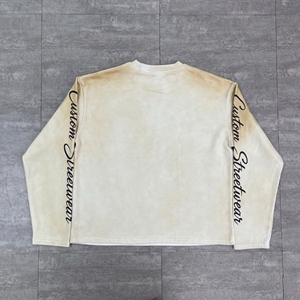 <span class=keywords><strong>T</strong></span>-<span class=keywords><strong>shirt</strong></span> Homme Vintage Délavé à l'Acide Coupe Courte Épaisse Manches Longues Impression DTG Bloc de Couleurs Fabrication Personnalisée - Product Image 4