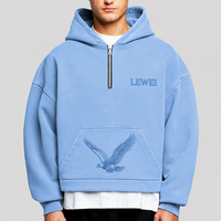Sweat à capuche zippé vintage pour homme, coupe oversize, en molleton 420 GSM, imprimé aigle, style streetwear, vente en gros