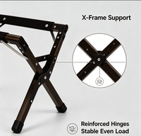 Table d'appoint pliante légère en aluminium à cadre en X, mini-étagère de rangement portable pour les voyages en voiture et les pique-niques en plein air