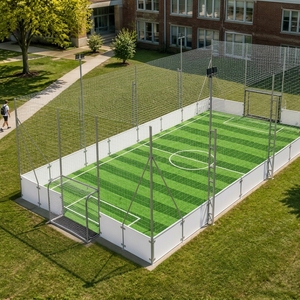 <span class=keywords><strong>Cancha</strong></span> <span class=keywords><strong>de</strong></span> Fútbol Sala Personalizada <span class=keywords><strong>de</strong></span> 10x20m, 6m <span class=keywords><strong>de</strong></span> Altura, Tablero <span class=keywords><strong>de</strong></span> HDPE, <span class=keywords><strong>Malla</strong></span> <span class=keywords><strong>de</strong></span> Fútbol, Techo con Red Anti-Escapes <span class=keywords><strong>de</strong></span> Balones, Columnas Reforzadas, LED - Product Image 1