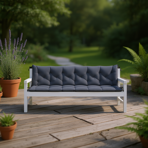 ชุดเบาะรองนั่งสำหรับม้านั่งในสวนสีแอนทราไซต์ 2 ชิ้น หมอนอิงกลางแจ้งทรงสี่เหลี่ยมผืนผ้า ถอดซักได้ ใช้ได้ทุกฤดู - Product Image 2