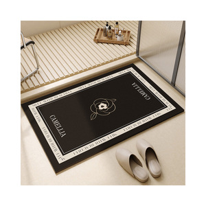Tapis de salle de bain en tissu à motif géométrique carré rétro français, absorbant l'eau, antidérapant et résistant à l'usure - Product Image 5