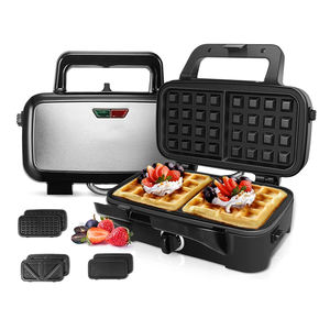 Gaufriers <span class=keywords><strong>Gaufrier</strong></span> 3-en-1 Presse-panini Machine à sandwich avec plaque amovible Machine à sandwich à remplissage profond - Product Image 1
