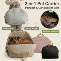 Sac de transport matelassé 2-en-1 imperméable et respirant en polyester thermique pour animaux de compagnie, siège auto rehausseur portable pour petits chiens et chats, doux