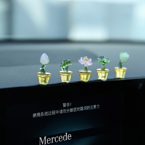 Figurines miniatures en verre soufflé à la main, cycle de vie du lotus, fleur de lotus en verre, décoration pour théière, ornement micro-paysager - Product Image 1