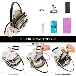 <b>Large</b> Capacity 3-Pocket Ultrasonic Quilted Nylon Crossbody, Colorful Animal Paw Print Sling Bag with Leather Handle - Product Image 4