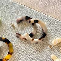 Boucles d'oreilles en acétate de demi-Cellulose de différentes couleurs, créoles géométriques minimalistes pour femmes
