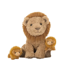 MorisMos Set di animali di peluche leone madre 3 leoni con cerniera posteriore animale selvatico giocattolo per bambini ragazzi ragazze per PP maglia di cotone - Product Image 4
