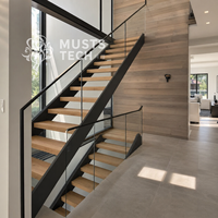 Escalier flottant à double poutre pour intérieur d'appartement, vente en gros usine, approvisionnement en vrac