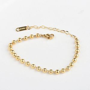 14K Solid <b>Gold</b> Filled Exaggerate 4Mm Big Ball <b>Beads</b> Ball Chain Stretch <b>Bracelet</b> <b>Gold</b> 3Mm 925 - Product Image 1